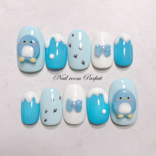 ぷっくりペンギンネイル♡ アニマルネイル 3Dネイル かわいい