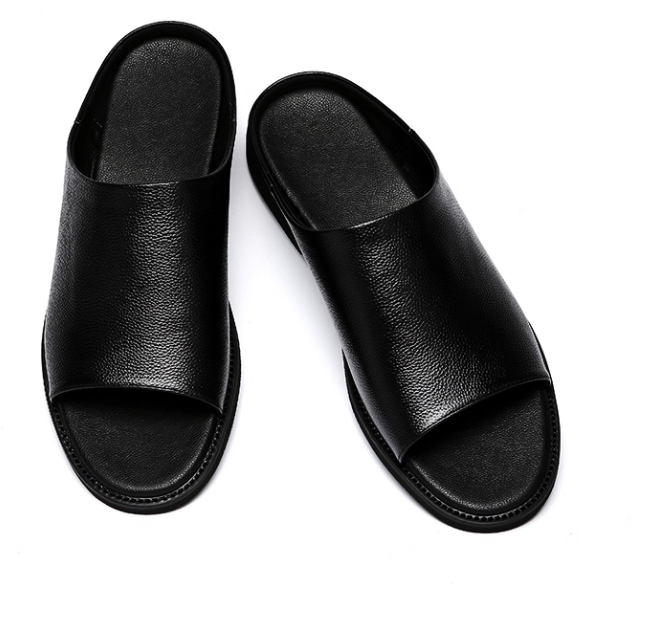 2025屋外サンダル男性用スリッパネットレッド夏の本革ビーチサンダル男性用靴の外履きファッションブランド