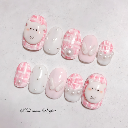 もっちりくまちゃんネイル♡ アニマルネイル 3Dネイル かわいいネイル