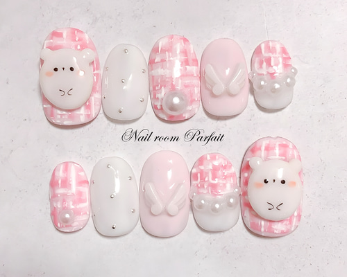 もっちりくまちゃんネイル♡ アニマルネイル 3Dネイル かわいいネイル