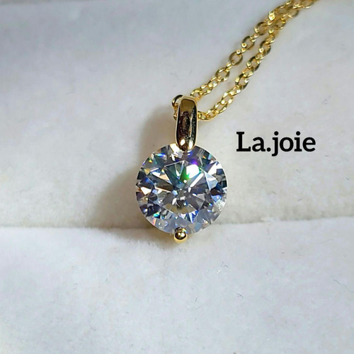 最高品質 GOLD【2ct】モアサナイト 人工ダイヤ 2点留め ネックレス