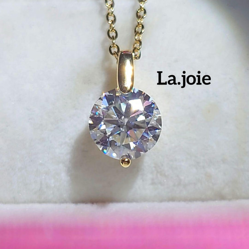 最高品質 GOLD【2ct】モアサナイト 人工ダイヤ 2点留め ネックレス