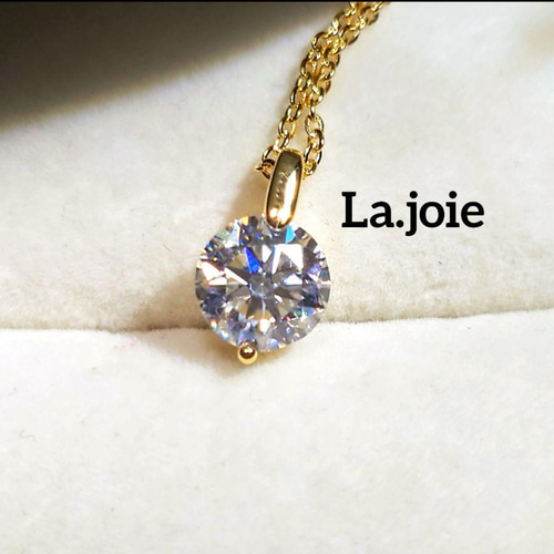 最高品質 GOLD【2ct】モアサナイト 人工ダイヤ 2点留め ネックレス