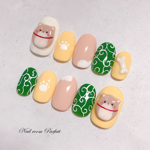 もっちり柴犬ネイル♡ アニマルネイル 3Dネイル かわいいネイル ネイル