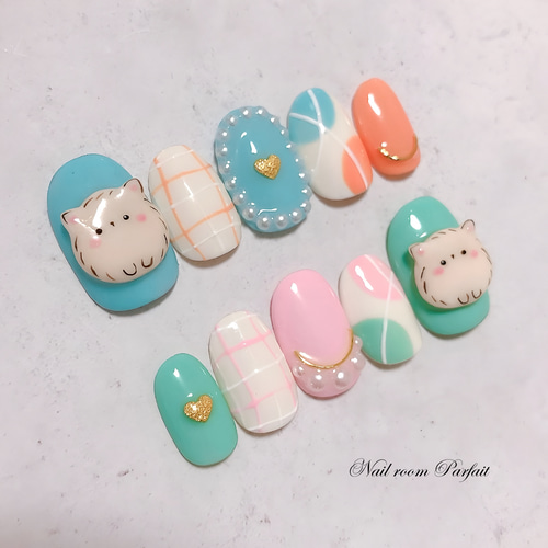 もっちりポメラニアンネイル♡ アニマルネイル 3Dネイル かわいい