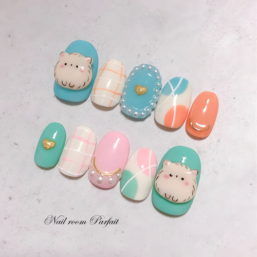 もっちりポメラニアンネイル♡ アニマルネイル 3Dネイル