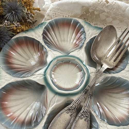 陶器　フランス　カンペール焼　アラカルトプレート　オイスタープレート　未使用品 陶器 フランス カンペール焼 アラカルトプレート オイスタープレート