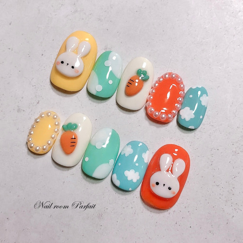 3dネイルパーツ ネイル ネイルパーツ アニマル ミニチュア うさぎ ぷっくりうさちゃんネイル♡ アニマルネイル 3Dネイル かわいいネイル