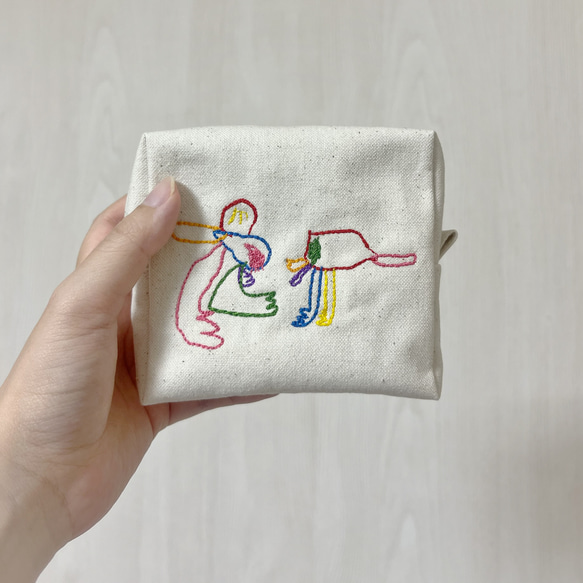お絵描き スクエア ポーチ オリジナル こどもの絵 絵 セミオーダー 母 