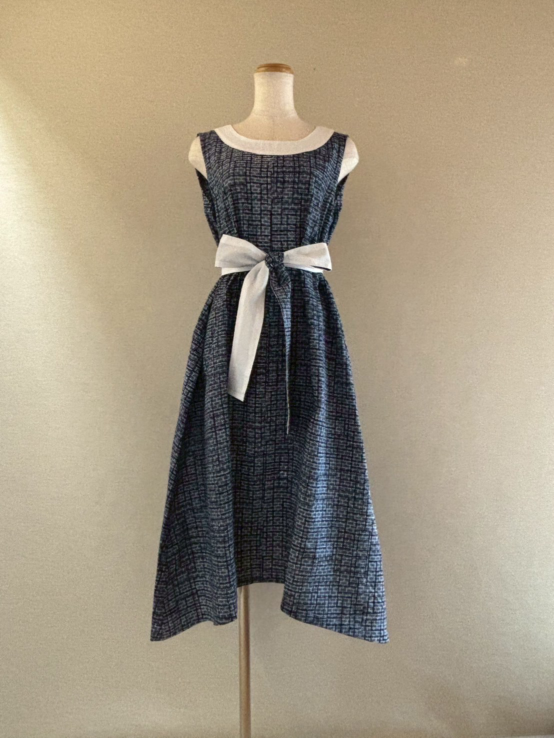 【浴衣リメイク】涼し気な ノースリーブAラインワンピース