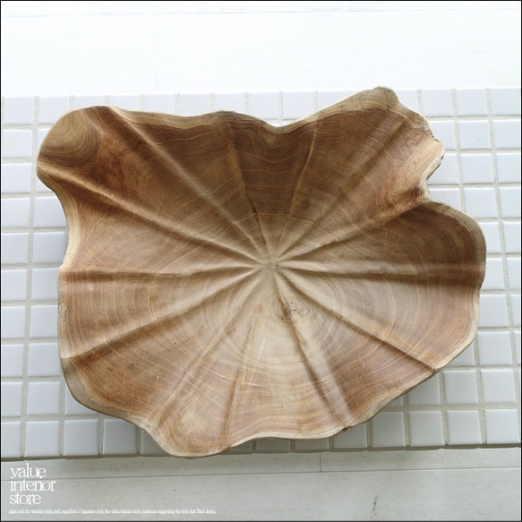 チーク無垢材 プリミティブトレイbreit28cm 菓子鉢 菓子器 入れ物 サラダボウル 小物入れ 自然な様 三大銘木 7枚目の画像