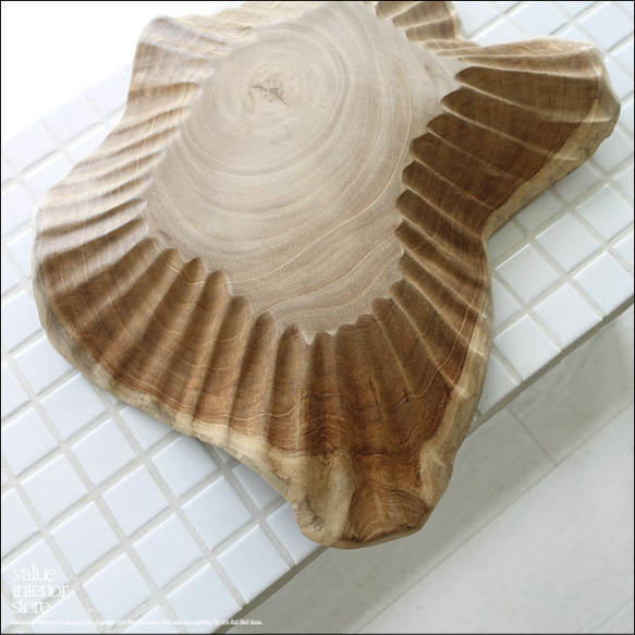 チーク無垢材 プリミティブトレイbreit28cm 菓子鉢 菓子器 入れ物 サラダボウル 小物入れ 自然な様 三大銘木 8枚目の画像