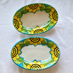七宝焼　ひまわり　向日葵　皿　小皿　4枚組　新品　未使用　箱付き sozodou5suntop1.jpg