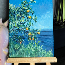 バラ園」 手描き 油絵 油彩画 風景画 原画 キャンバス 印象派