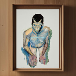 38×46㎝「座る白人男性」F8・原画・油彩 38×46㎝「座る白人男性」F8・原画・油彩 | かいがのみせ