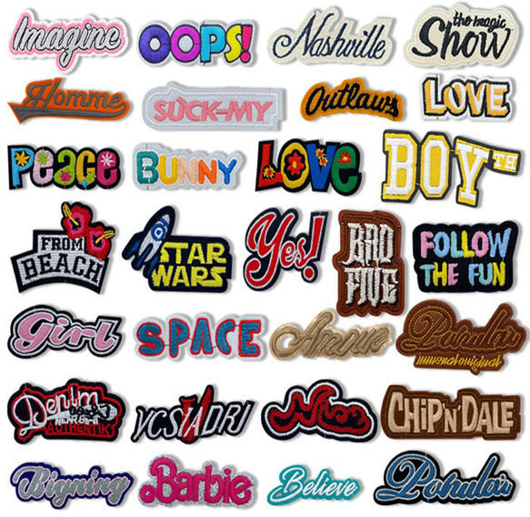 英字 29種類 29枚 ワッペン 英語 LOVE 入学 入園 アップリケ 刺繍 アイロン接着 アイロンワッペン 1枚目の画像