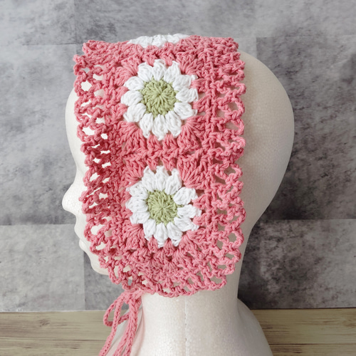 ヘッドドレス レース 手編み 編み物 クロシェ バブーシュカ ヘア