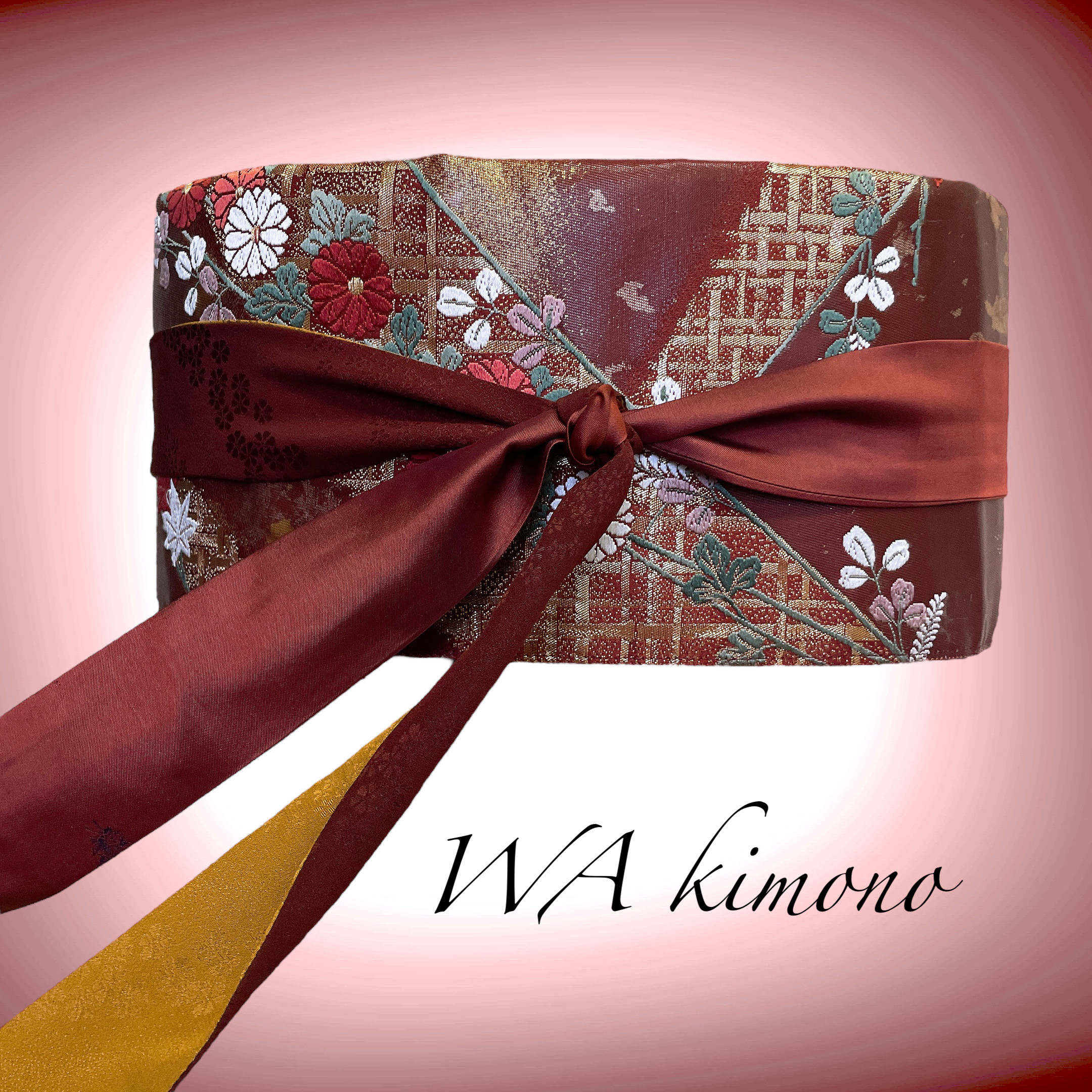 摺出し箔 サッシュベルト 金箔 W 65〜95cm 着物リメイク J70702 摺出し箔 サッシュベルト 金箔 ウエスト 65〜95cm 高級帯 帯