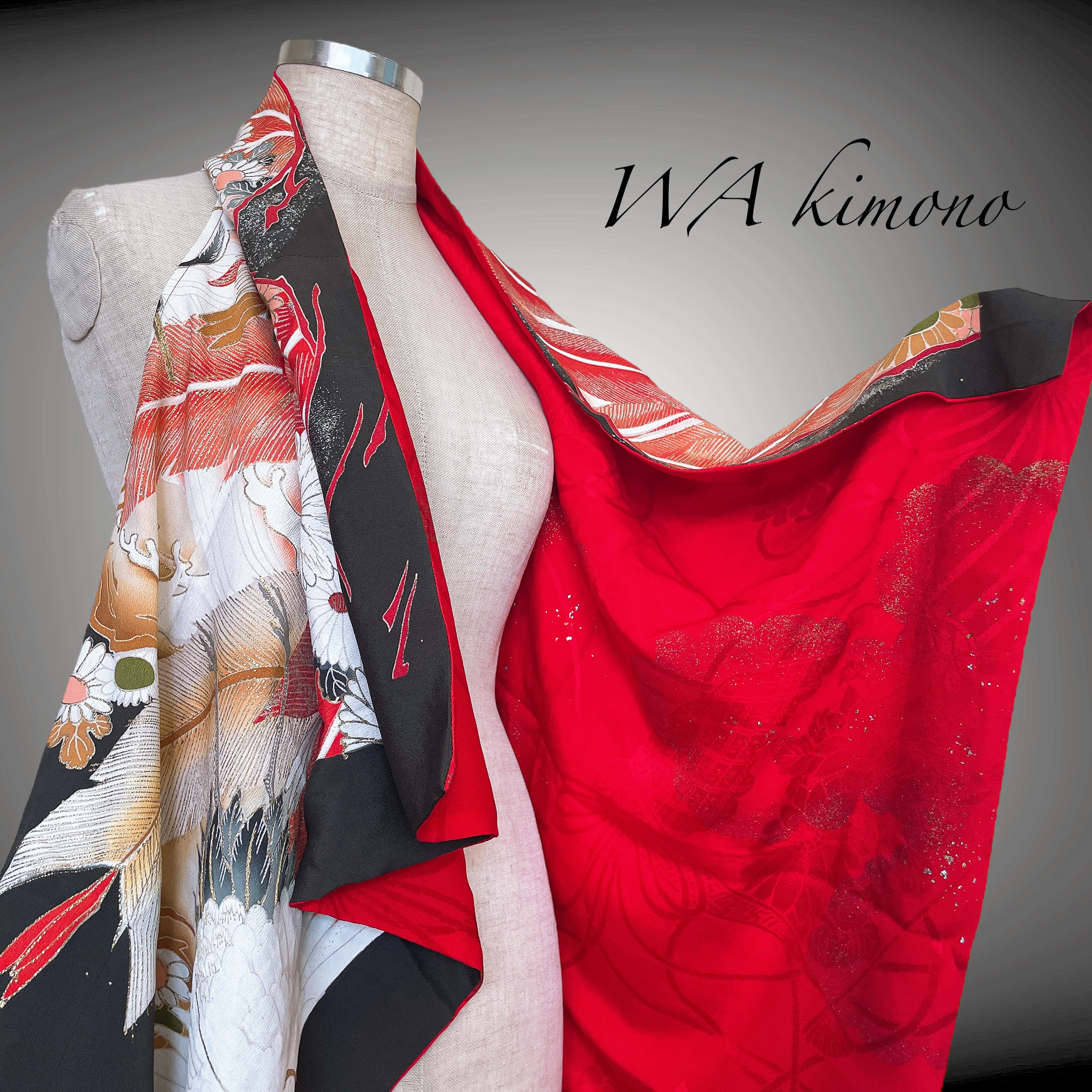 リバーシブル 留袖 裏赤 スクエアジレ 着物リメイクフリーサイズ J70728 リバーシブル 留袖 裏赤 スクエアジレ 着物リメイクフリーサイズ