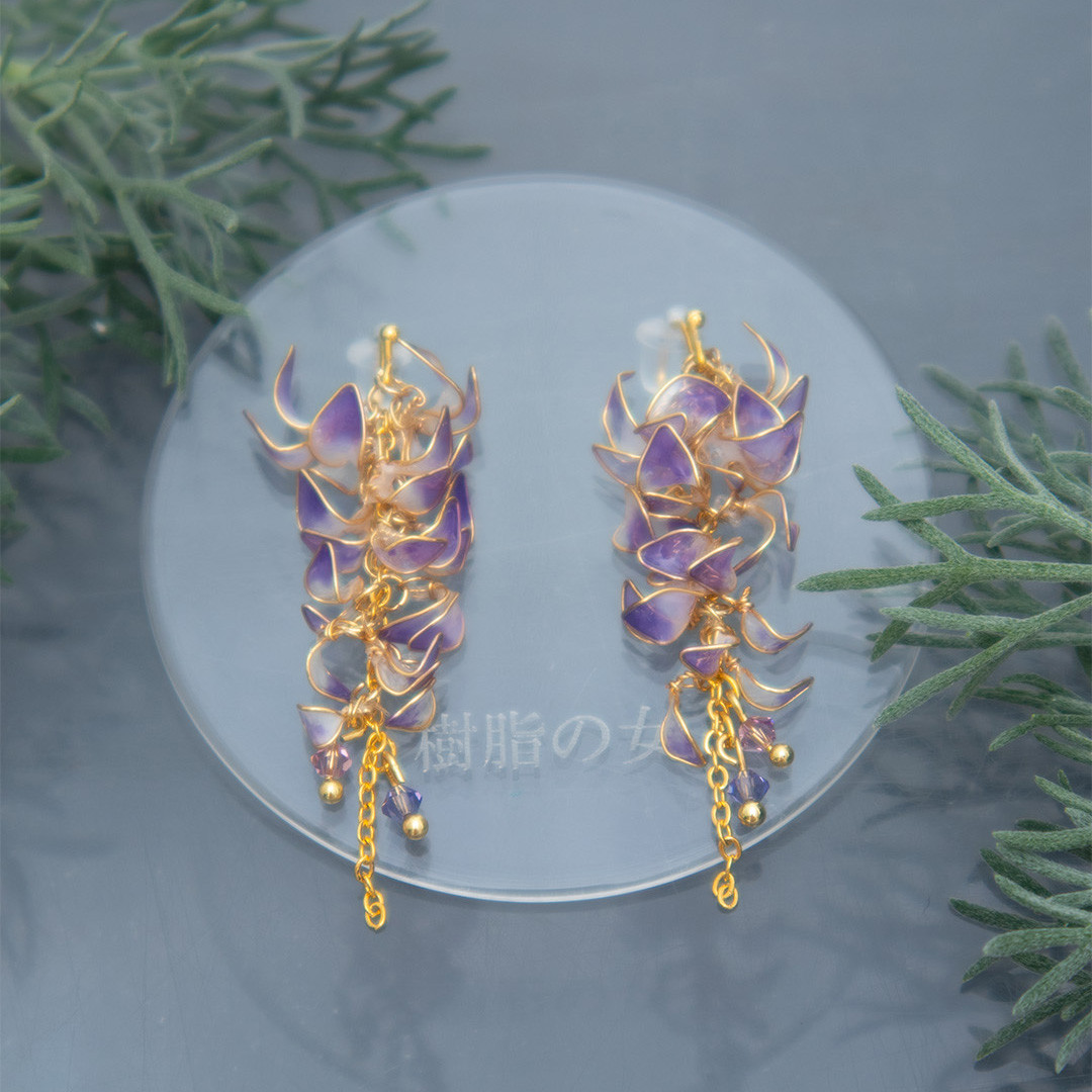 5月 May　藤耳飾り – Wisteria