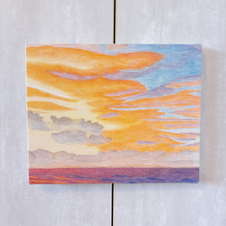 朝焼けの空海 キャンバスアート / 柔らかな雰囲気の色鉛筆画