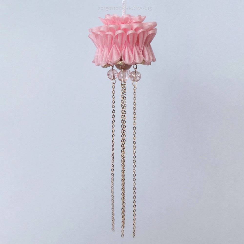 つまみ細工根付 ピーチフロート