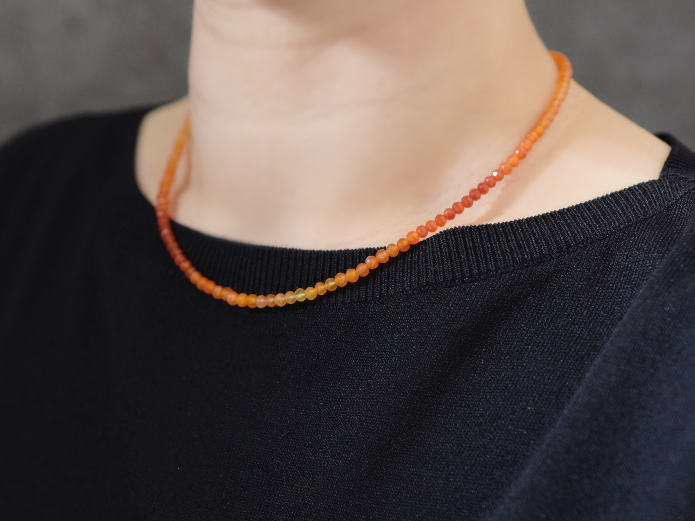 【選べる金具】 夕焼け 天然石 オレンジ〜イエロー グラデーション ▶︎ ネックレス サージカルステンレス ／ 14kg