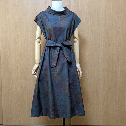 SOLD 着物リメイク ワンピース 大島紬 L〜LL ワンピース さらあお 通販