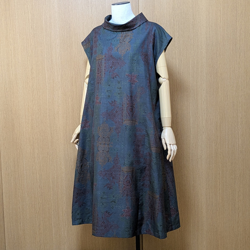 SOLD 着物リメイク ワンピース 大島紬 L〜LL ワンピース さら