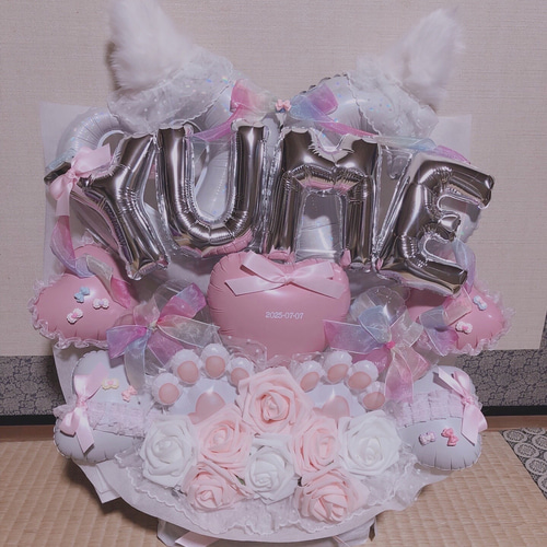 猫耳 可愛い バルーンアレンジ バルーンギフト 卓フラ フラスタ 推し