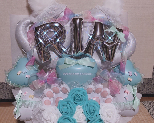 ねこ　バルーンアレンジ バルーンギフト　フラスタ　卓フラ　薔薇　猫　生誕祭　推 猫耳 可愛い バルーンアレンジ バルーンギフト 卓フラ フラスタ 推し
