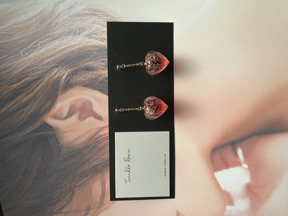 鬼灯レジンの3点セット（耳飾り&ネックレス） 10枚目の画像