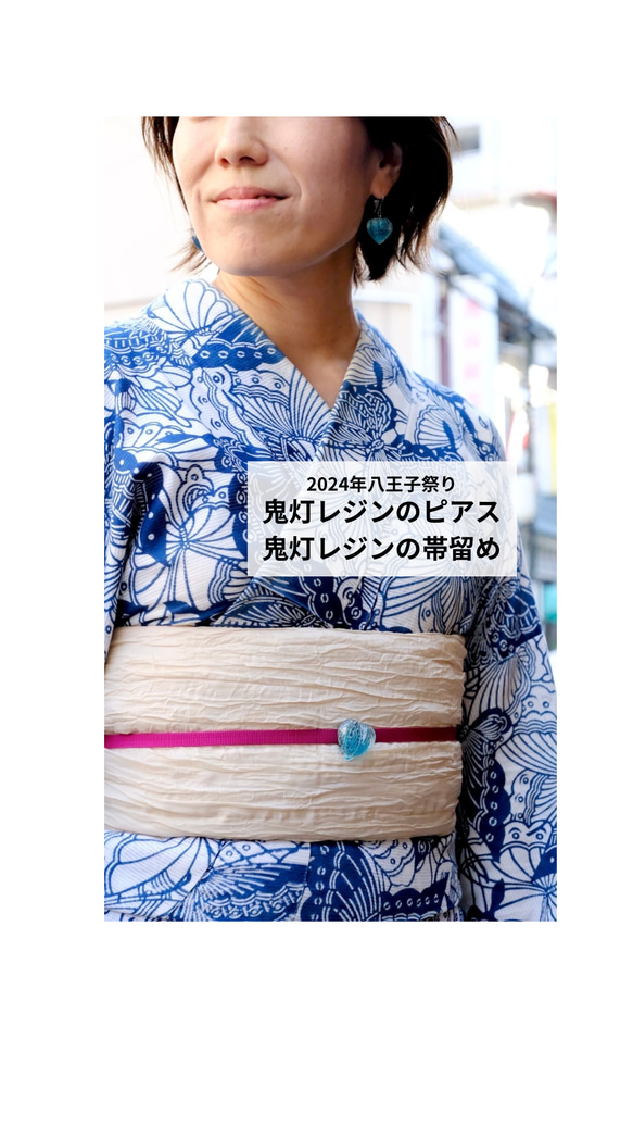 鬼灯レジンの3点セット（耳飾り&ネックレス） 17枚目の画像