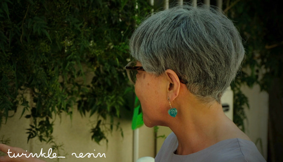 鬼灯レジンの3点セット（耳飾り&ネックレス） 13枚目の画像