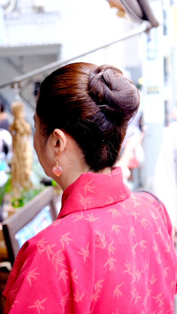 鬼灯レジンの3点セット（耳飾り&ネックレス） 15枚目の画像