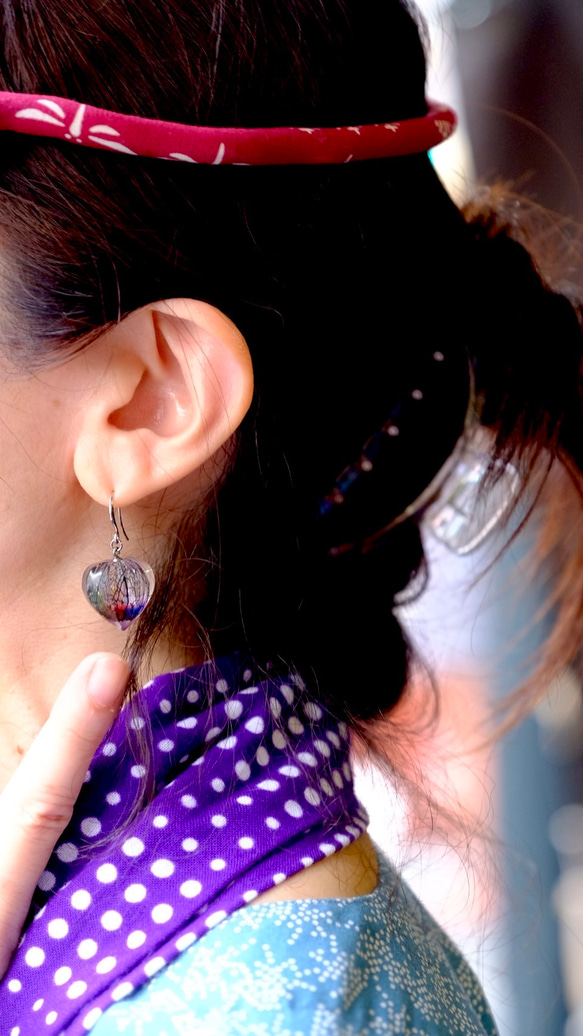 鬼灯レジンの3点セット（耳飾り&ネックレス） 18枚目の画像