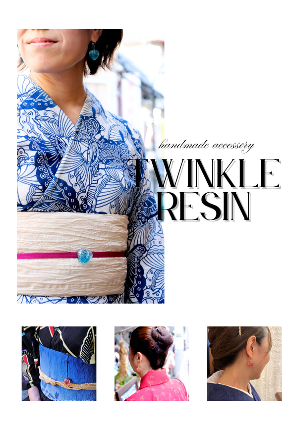 鬼灯レジンの3点セット（耳飾り&ネックレス） 12枚目の画像