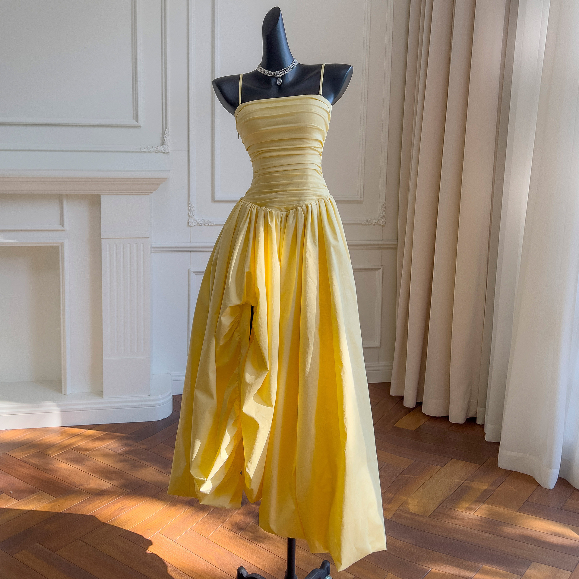 ドレス ウェディングドレス パーティー ワンピース ロング プリンセス 旅行 黄色 上品 韓国風 お呼ばれ 69317