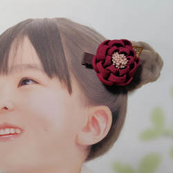☆和装ヘッドパーツセット☆　つまみ細工　カメリアヘアクリップ　七五三　3歳　7歳　初節句　成人式　和装 4枚目の画像