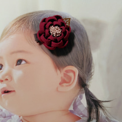 ☆和装ヘッドパーツセット☆　つまみ細工　カメリアヘアクリップ　七五三　3歳　7歳　初節句　成人式　和装 6枚目の画像