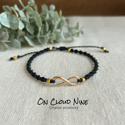 【ペア】刺繍糸で制作したオリジナルアンクレット♡選べるイニシャル インフィニティ 刺繍糸で編んだ2連アンクレット インフィニティ×選べる