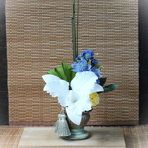 仏花 ☆カトレアお供え花 花器付きLサイズ プリザーブドフラワー 仏花