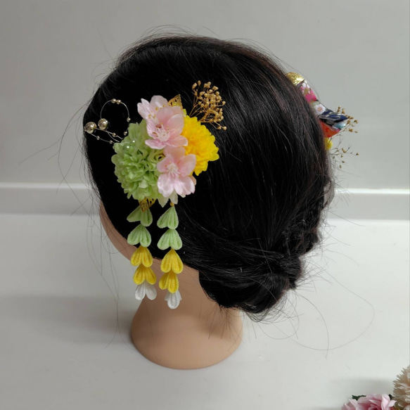 ☆ヘッドドレスとカラーが選べるヘッドパーツ10点セット☆キッズ和装髪飾り　七五三　卒業式　3歳　7歳　 3枚目の画像