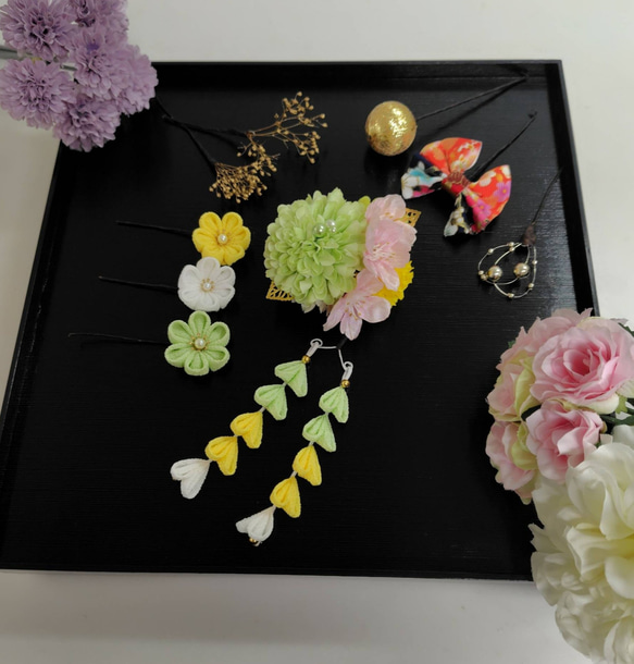 ☆ヘッドドレスとカラーが選べるヘッドパーツ10点セット☆キッズ和装髪飾り　七五三　卒業式　3歳　7歳　 10枚目の画像