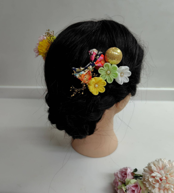 ☆ヘッドドレスとカラーが選べるヘッドパーツ10点セット☆キッズ和装髪飾り　七五三　卒業式　3歳　7歳　 4枚目の画像