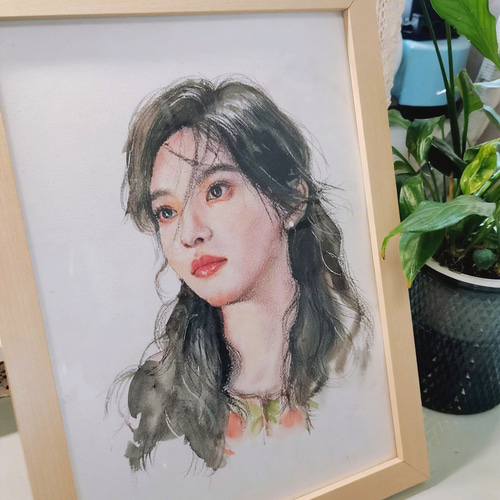 水彩似顔絵 水彩風似顔絵 手描き水彩イラスト オーダーメイド似顔絵