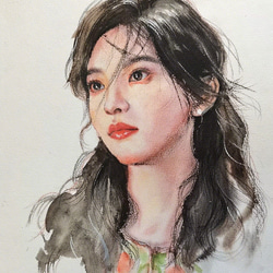 水彩似顔絵 水彩風似顔絵 手描き水彩イラスト オーダーメイド似顔絵