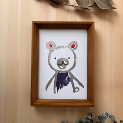 2Lサイズアートポスター ＋チークフレームセット ぬいぐるみのクマ