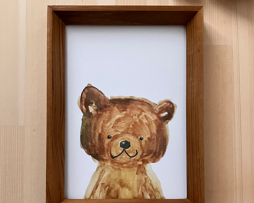 2Lサイズアートポスター ＋チークフレームセット ぬいぐるみのクマ
