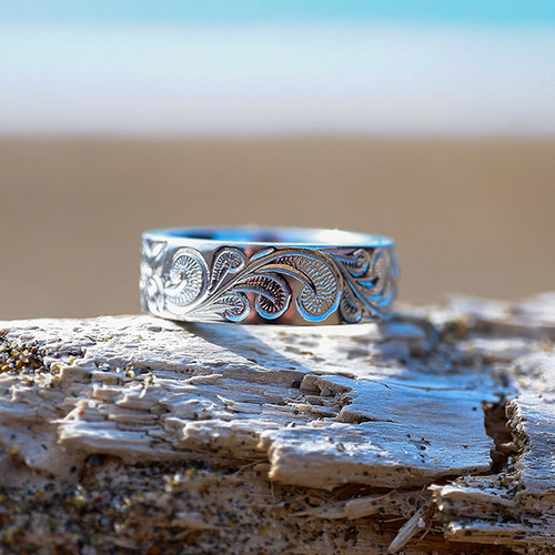 ハワイアンジュエリー リング 指輪 刻印 太陽 サン スクロール 波